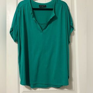 Lane Bryant Teal V-Neck Size 22/24 Top